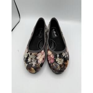 Angel Steps Shoes Womens Size 8.5 Comfort Round Toe black, Floral Slip-On